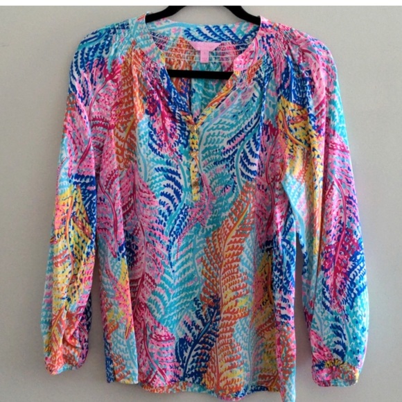 Lilly Pulitzer Elsa silk top bold pattern small - Picture 1 of 8